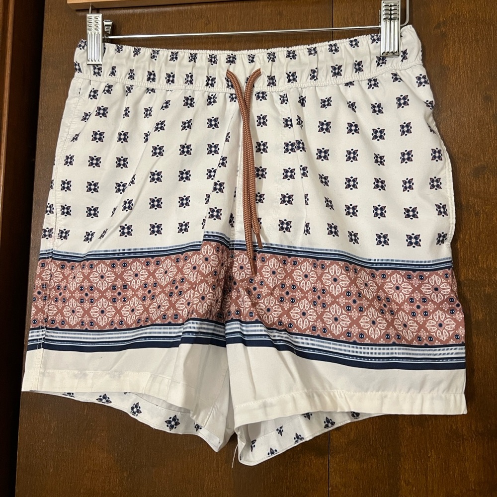 ASOS White and Mauve Patterned Swim Trunks